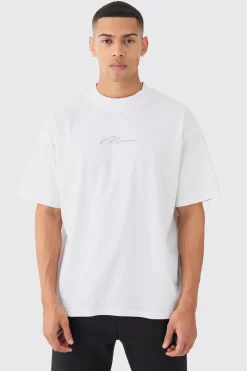 Man Signature Oversized Basic Extended Neck T-shirt | UK^boohooMAN Best