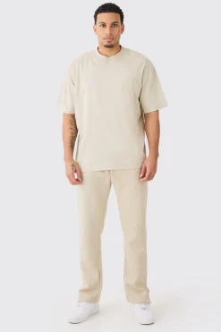 boohooMAN Man Signature Oversized Extended Neck Tshirt And Jogger Set | UK| Sets & Co-Ords