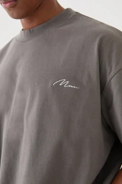 Man Signature Oversized Heavyweight T-shirt | UK^boohooMAN Discount