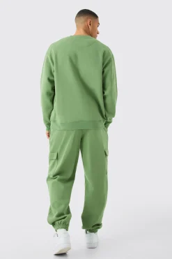 boohooMAN Man Signature Oversized Sweatshirt Cargo Tracksuit | UK| Tracksuits