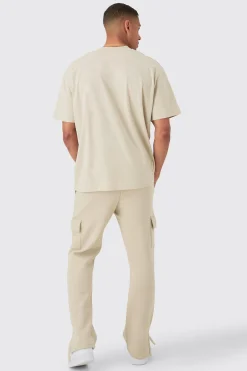 boohooMAN Man Signature Oversized Tshirt And Cargo Jogger Set | UK| Sets & Co-Ords