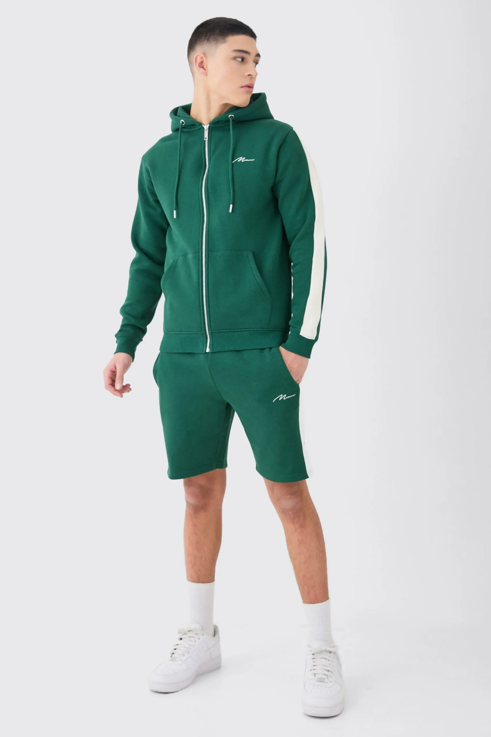 boohooMAN Man Signature Slim Zip Through Colour Block Short Tracksuit | UK| Tracksuits