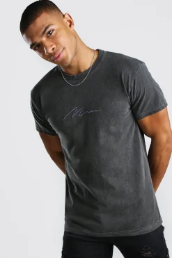 MAN Signature Washed T-Shirt | UK^boohooMAN