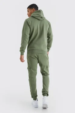 boohooMAN Man Slim Fit Cargo Hooded Tracksuit | UK| Tracksuits