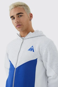 boohooMAN Man Slim Fit Zip Funnel Colour Block Hoodie | UK| Hoodies & Sweatshirts