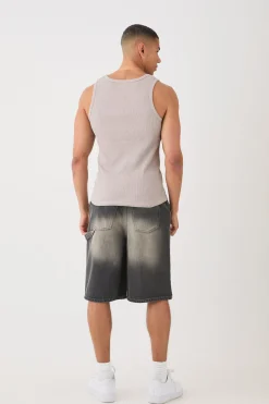 Man Slim Waffle High Build Print Vest | UK^boohooMAN Discount