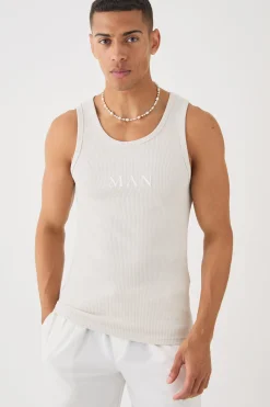 Man Slim Waffle High Build Print Vest | UK^boohooMAN Outlet