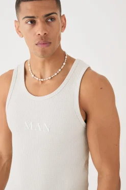 Man Slim Waffle High Build Print Vest | UK^boohooMAN Outlet