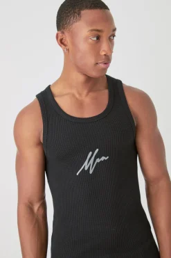 Man Slim Waffle Printed Vest | UK^boohooMAN Hot