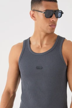 Man Slim Waffle Rubber Badge Vest | UK^boohooMAN Outlet