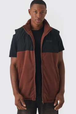 boohooMAN Man Tab Boxy Colour Block Fleece Gilet In | UK| Coats & Jackets