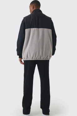 boohooMAN Man Tab Boxy Colour Block Fleece Gilet In | UK| Coats & Jackets