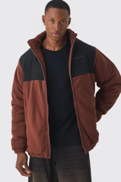 boohooMAN Man Tab Colour Block Fleece Jacket In | UK| Coats & Jackets