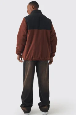 boohooMAN Man Tab Colour Block Fleece Jacket In | UK| Coats & Jackets