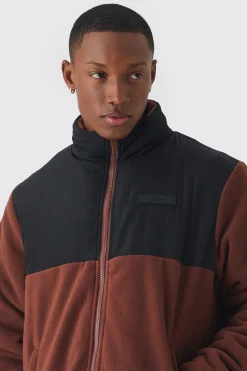 boohooMAN Man Tab Colour Block Fleece Jacket In | UK| Coats & Jackets