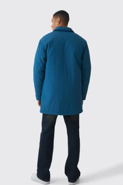 boohooMAN Man Tab Crinkle Longline Mac In | UK| Coats & Jackets