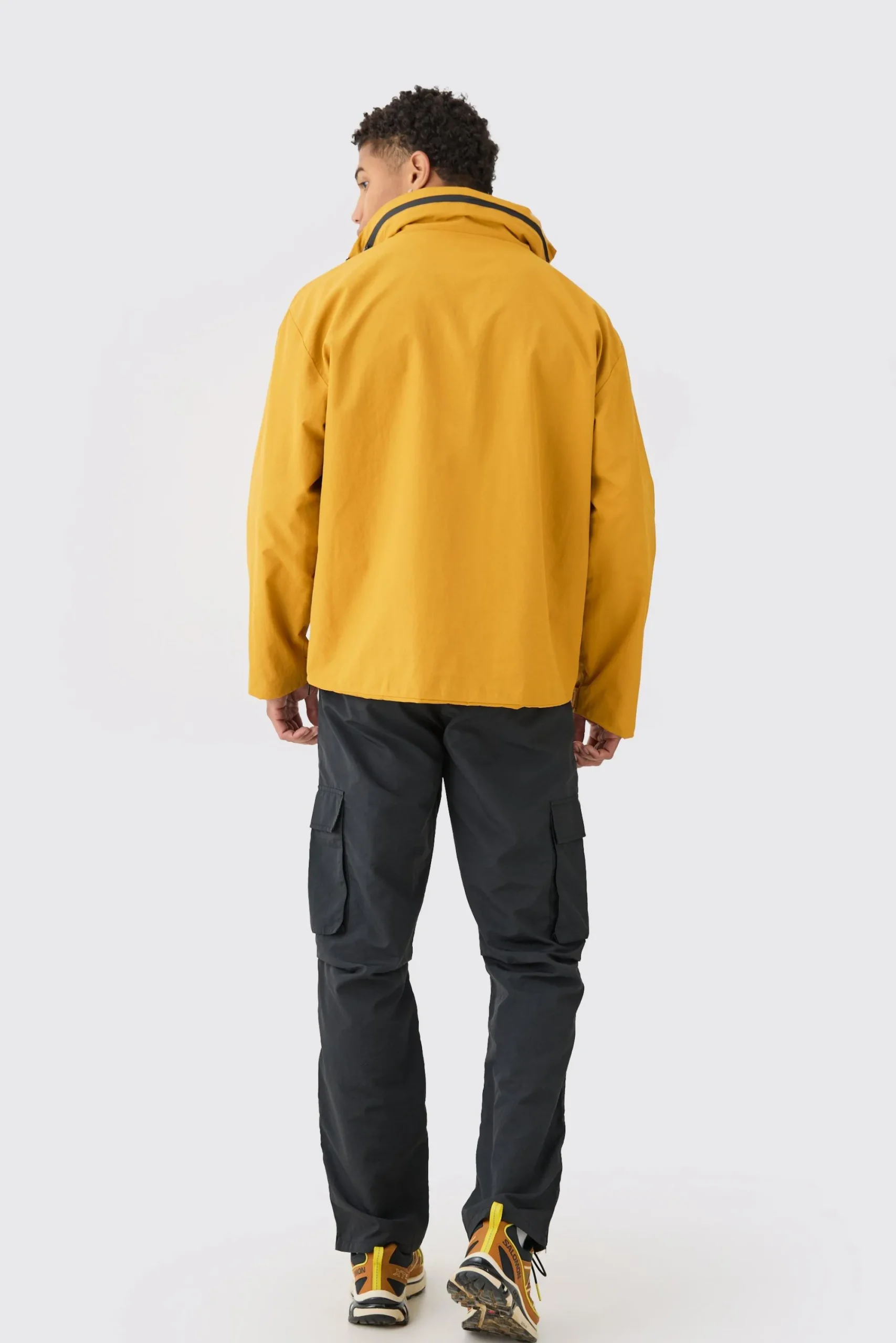 boohooMAN Man Tab Oversized Zip Detail Nylon Windbreaker In | UK| Coats & Jackets