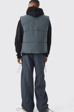 boohooMAN Man Tab Ripstop Funnel Neck Puffer Gilet In | UK| Coats & Jackets