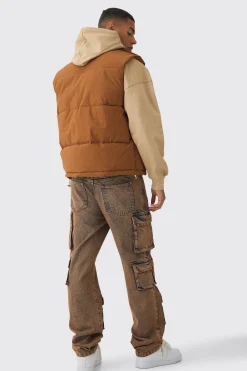 boohooMAN Man Tab Ripstop Funnel Neck Puffer Gilet In | UK| Coats & Jackets