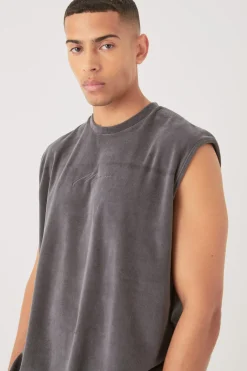 boohooMAN Man Velour Oversized Tank & Pocket Shorts Set | UK| Tracksuits