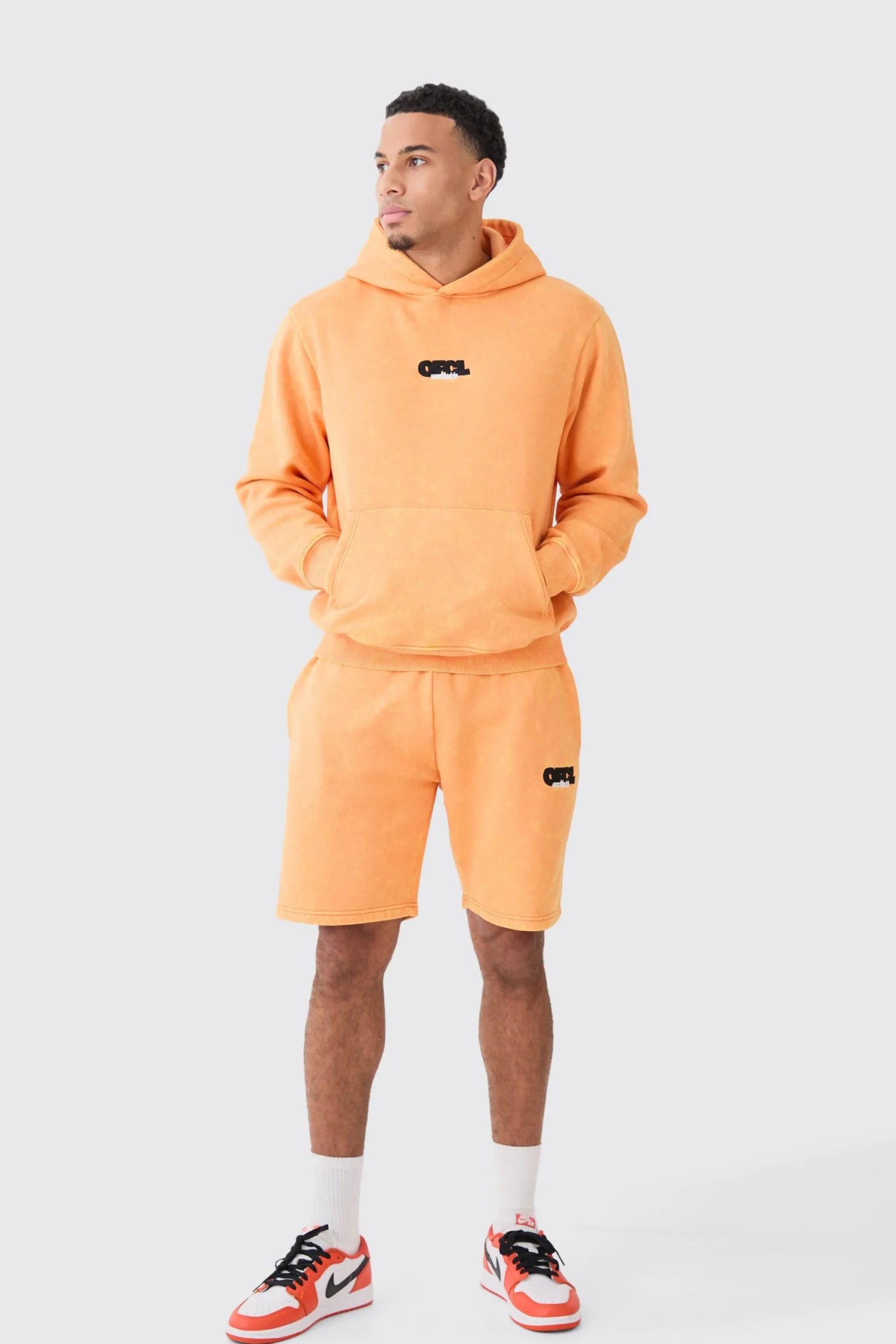 boohooMAN Man Washed Hooded Short Tracksuit | UK| Tracksuits
