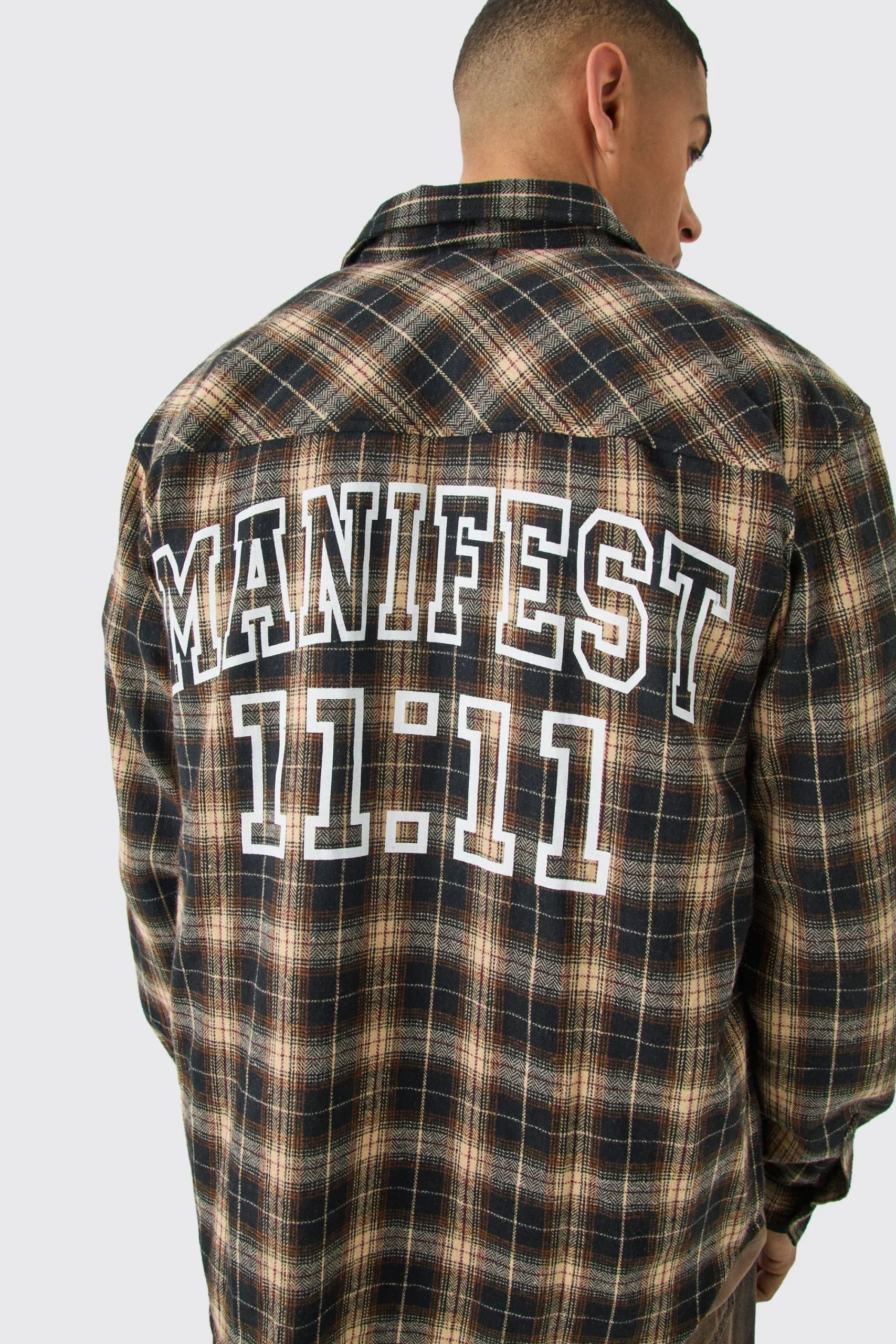 boohooMAN Manifest Back Print Check Shirt | UK| Shirts