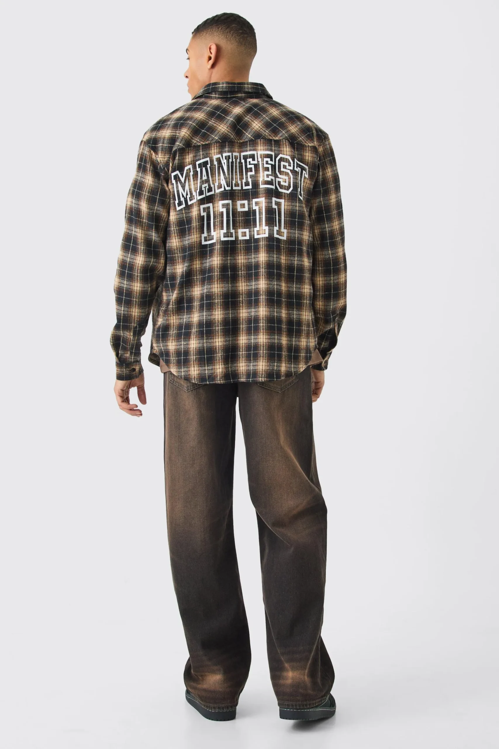 boohooMAN Manifest Back Print Check Shirt | UK| Shirts