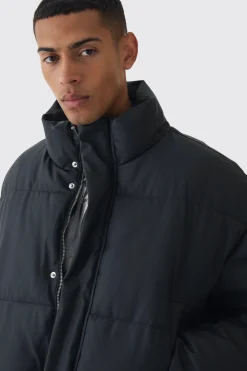 boohooMAN Matte PU Funnel Neck Puffer In | UK| Coats & Jackets