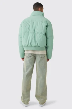 boohooMAN Matte PU Funnel Neck Puffer In | UK| Coats & Jackets