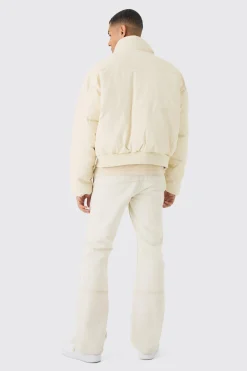 boohooMAN Matte Pu Funnel Neck Puffer In | UK| Coats & Jackets