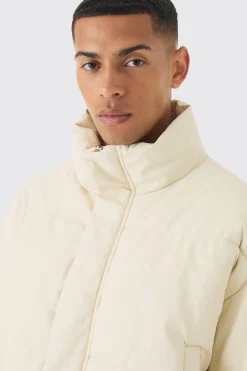 boohooMAN Matte Pu Funnel Neck Puffer In | UK| Coats & Jackets