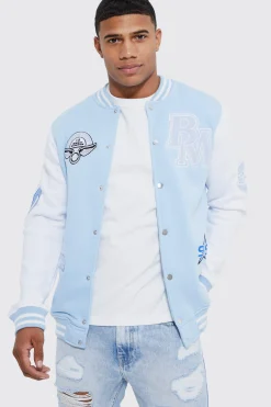 boohooMAN Members Club Applique Varsity Jacket | UK| Coats & Jackets