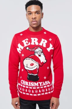 boohooMAN Merry Chrismyass Christmas Jumper | UK| Knitwear