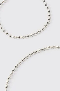 boohooMAN Metal Bead Necklace & Bracelet 2 Pack In | UK| Jewellery & Watches