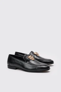 boohooMAN Metal Hardware Loafer In Black | UK| Smart Shoes