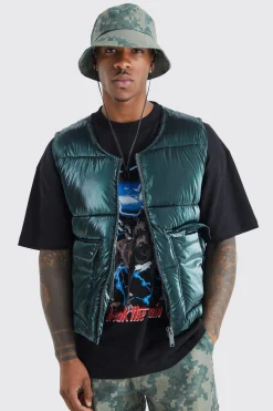 boohooMAN Metallic Boxy Gilet | UK| Coats & Jackets