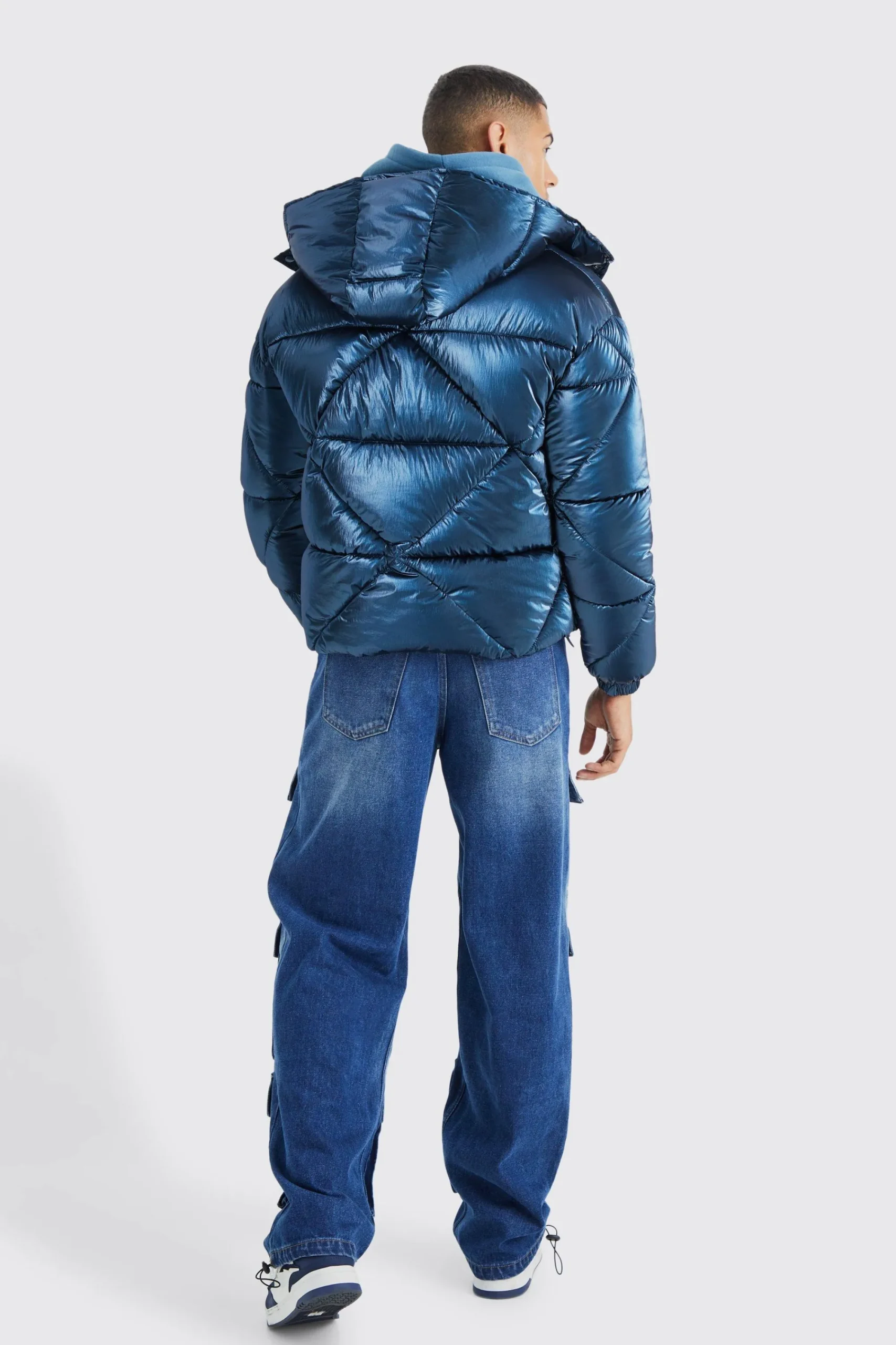 boohooMAN Metallic Boxy Quilted Puffer | UK| Coats & Jackets