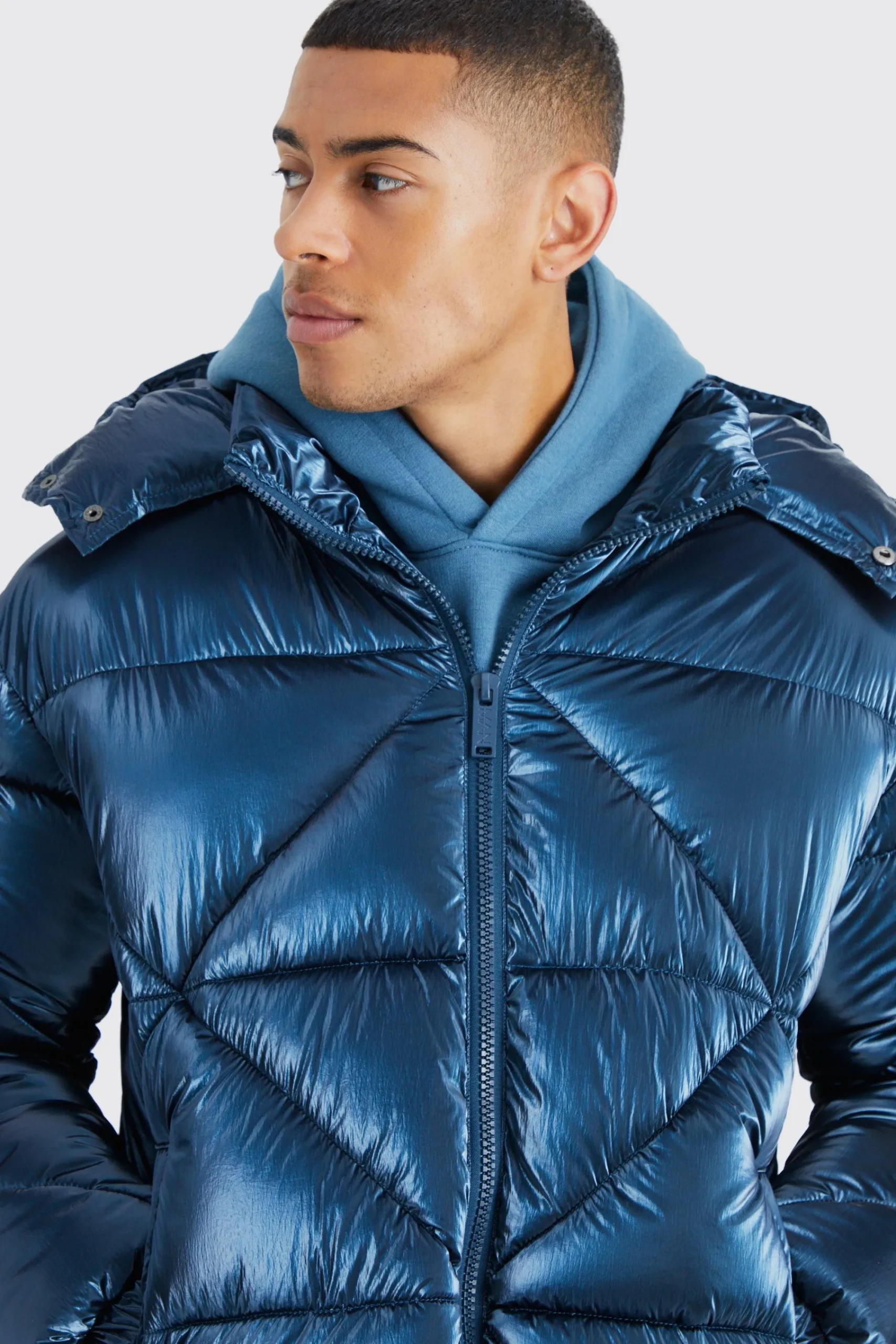 boohooMAN Metallic Boxy Quilted Puffer | UK| Coats & Jackets