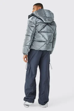 boohooMAN Metallic Boxy Quilted Puffer | UK| Coats & Jackets