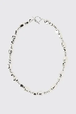 boohooMAN Metallic Pearl Necklace In | UK| Jewellery & Watches