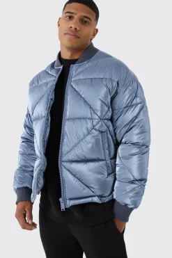 boohooMAN Metallic Quilted Puffer Bomber | UK| Coats & Jackets