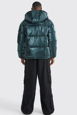 boohooMAN Metallic Square Quilted Puffer | UK| Coats & Jackets
