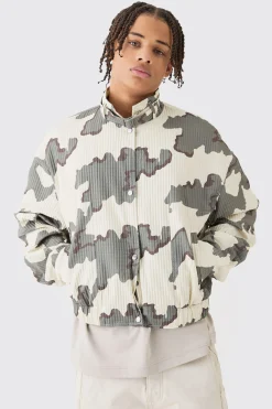 boohooMAN Micro Quilted Camo Strap Detail Bomber | UK| Coats & Jackets
