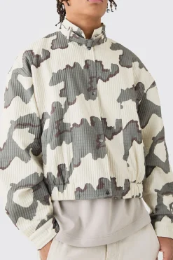 boohooMAN Micro Quilted Camo Strap Detail Bomber | UK| Coats & Jackets