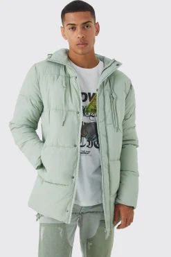 boohooMAN Mid Length Puffer Parka | UK| Coats & Jackets