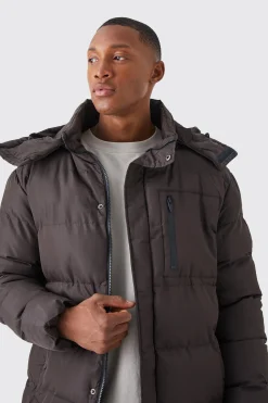 boohooMAN Mid Length Puffer Parka With Hood | UK| Coats & Jackets