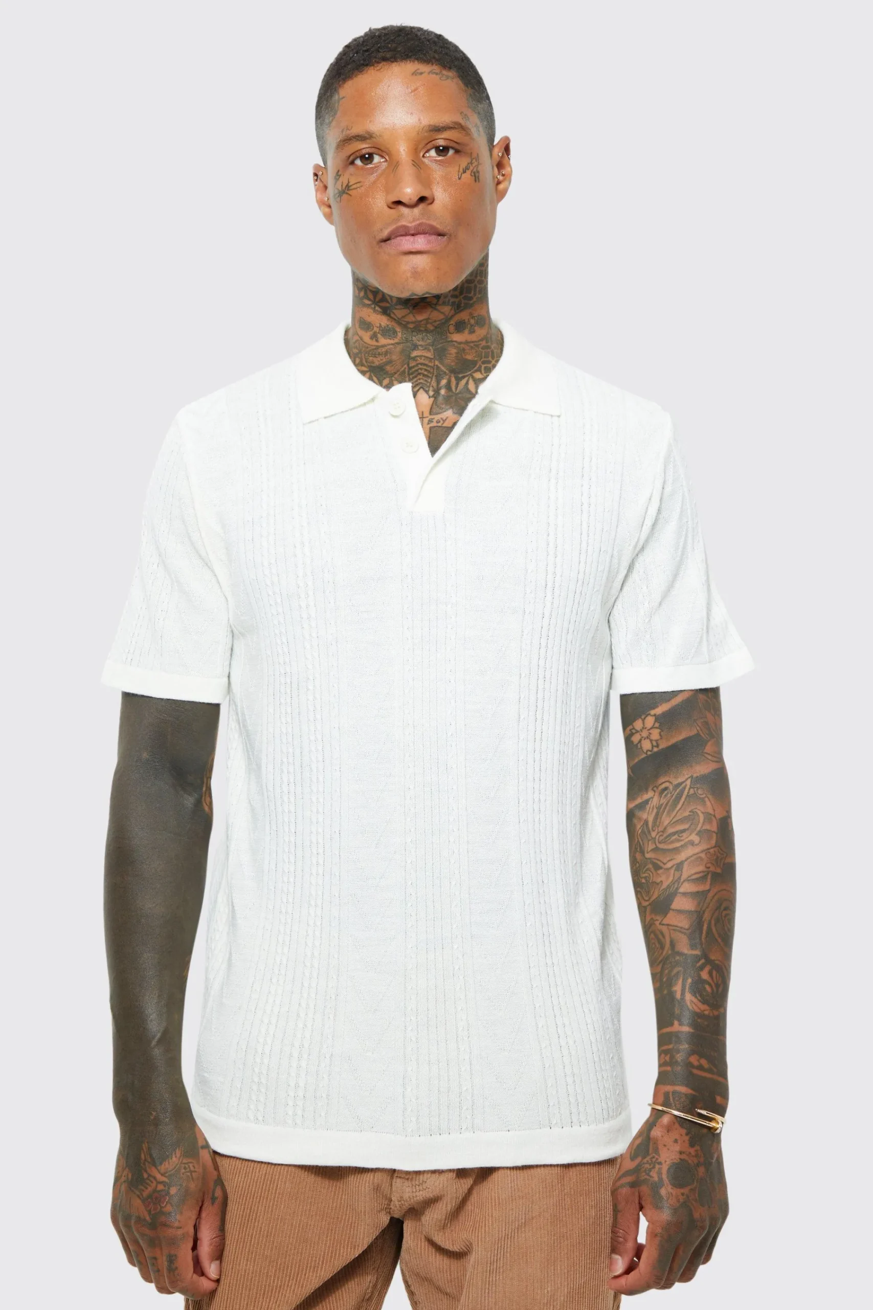 Mini Lightweight Striped Texture Knitted Polo | UK^boohooMAN Discount