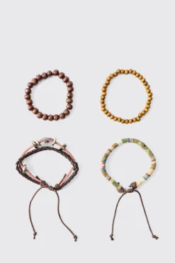 boohooMAN Mixed Bead Compass Bracelets | UK| Jewellery & Watches