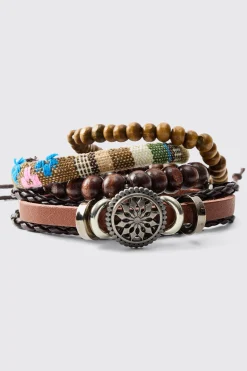 boohooMAN Mixed Bead Compass Bracelets | UK| Jewellery & Watches