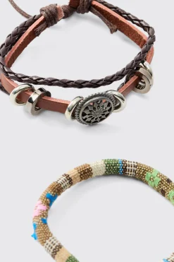 boohooMAN Mixed Bead Compass Bracelets | UK| Jewellery & Watches